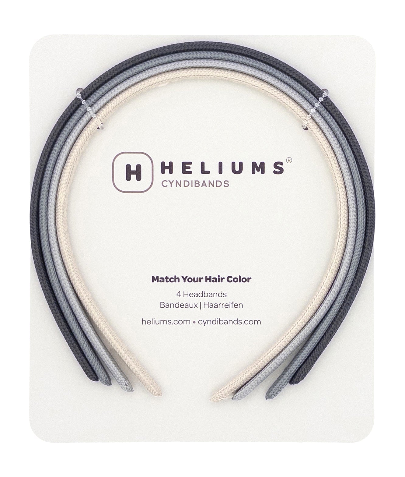Heliums Thin Headbands - 4 Pack - Gray