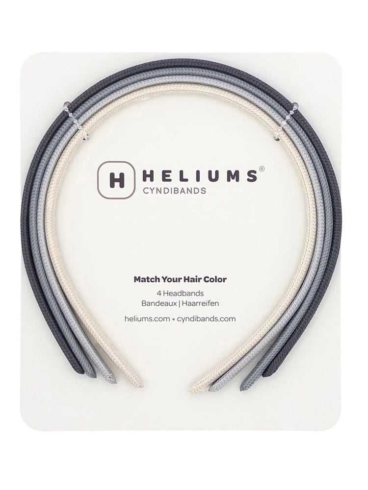 Heliums Thin Headbands - 4 Pack - Gray