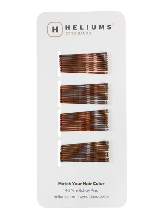 Heliums Mini Bobby Pins - 40 Pack, 1.5 Inch Small Hair Pins - Brown