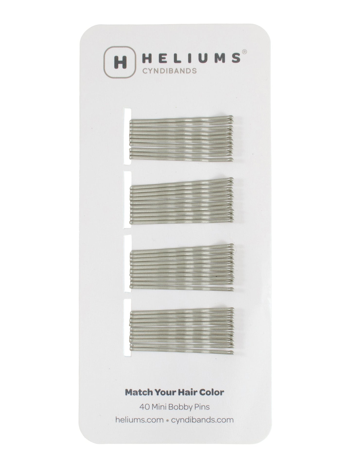 Heliums Mini Bobby Pins - 40 Pack, 1.5 Inch Small Hair Pins - Gray