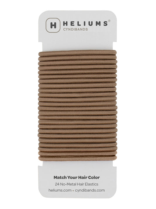 HELIUMS-4mm Hair Ties - 1.75 Inch Elastics - 24 Count - Light Brown