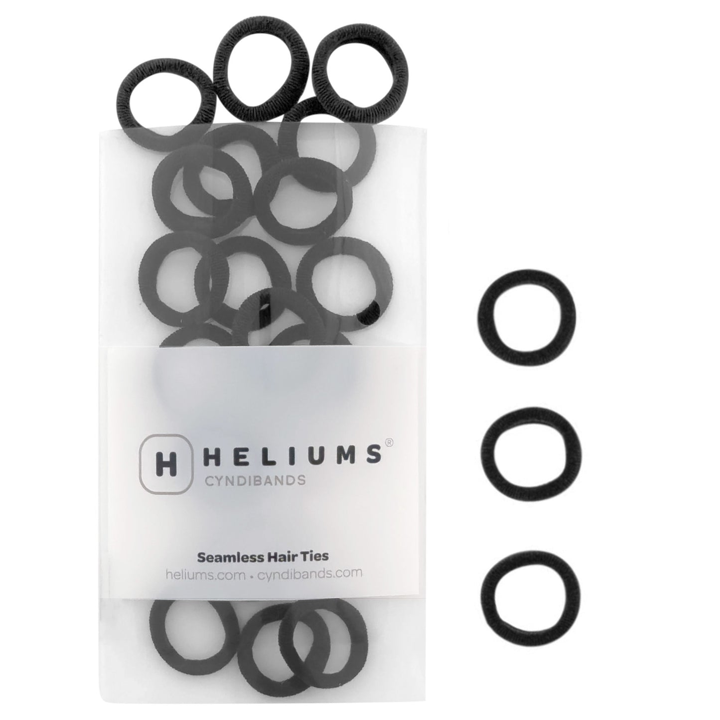 Extra Small Seamless Hair Ties - Black -  Tiny 0.7 Inch Nylon Hair Bands