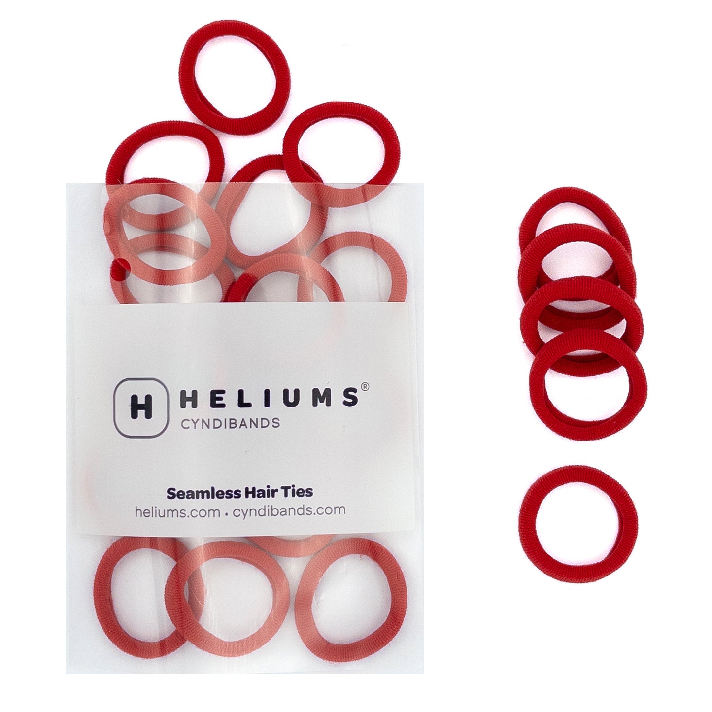 Heliums Small Seamless Hair Ties - 1 Inch Ponytail Holders - 30 Count - Red
